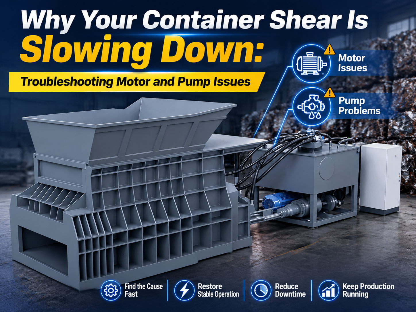 why your container shear is slowing down troubleshooting motor and pump issues