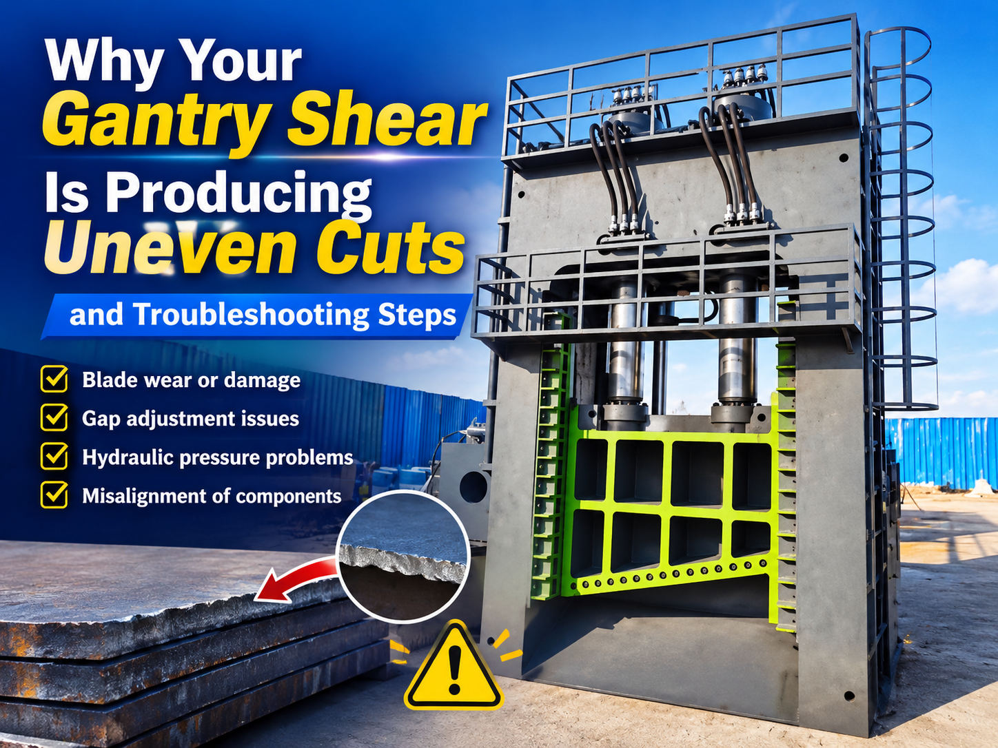 why your gantry shear is producing uneven cuts and troubleshooting steps 1
