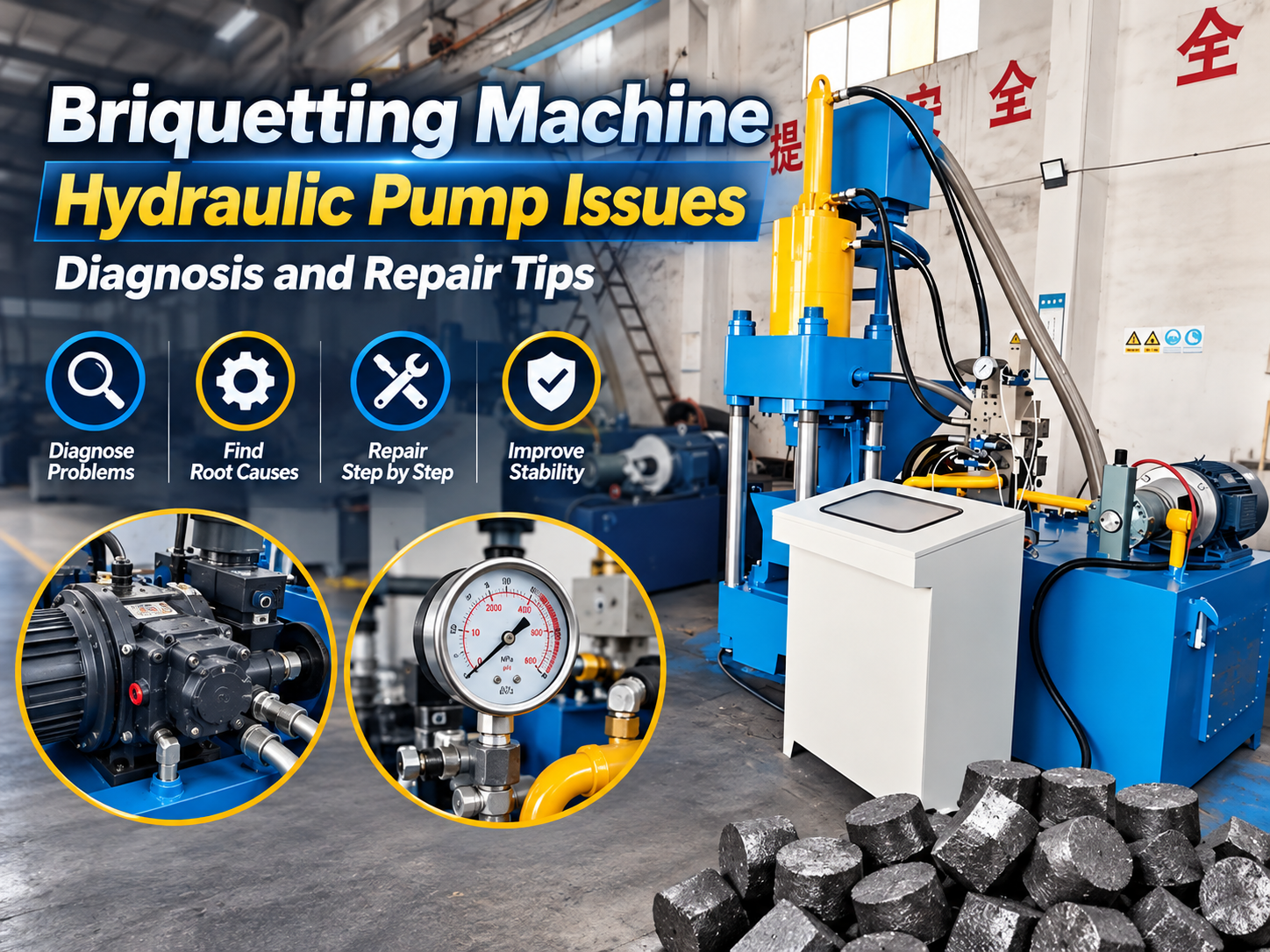 briquetting machine hydraulic pump issues diagnosis and repair tips