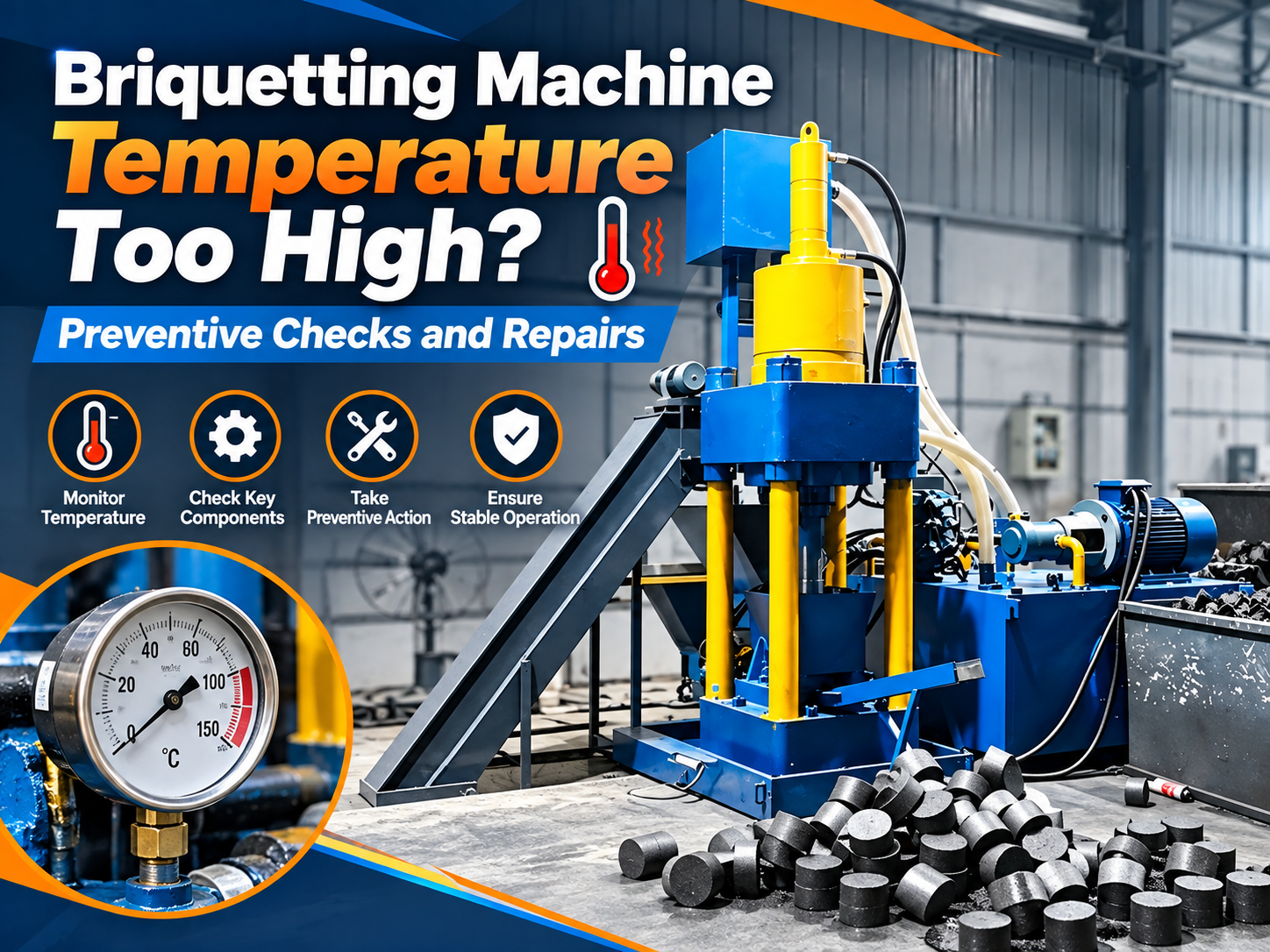 briquetting machine temperature too high preventive checks and repairs