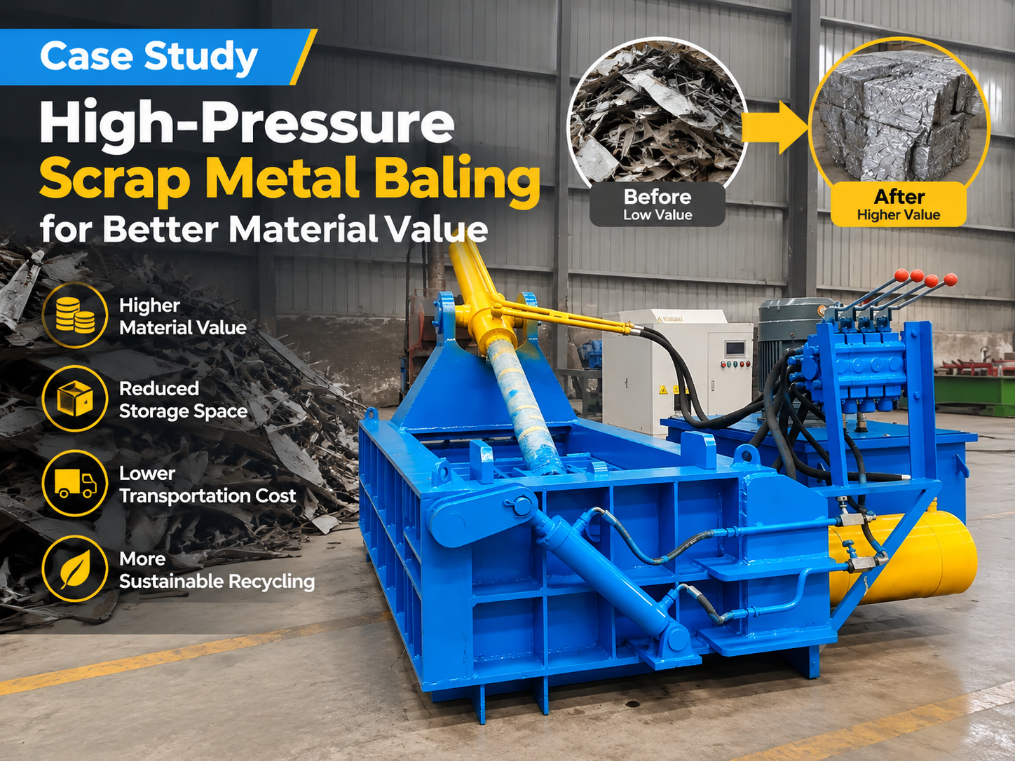 case study high pressure scrap metal baling for better material value