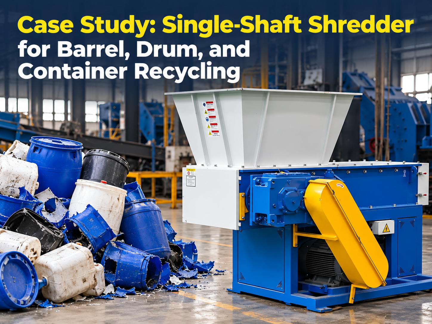 case study single shaft shredder for barrel drum and container recycling
