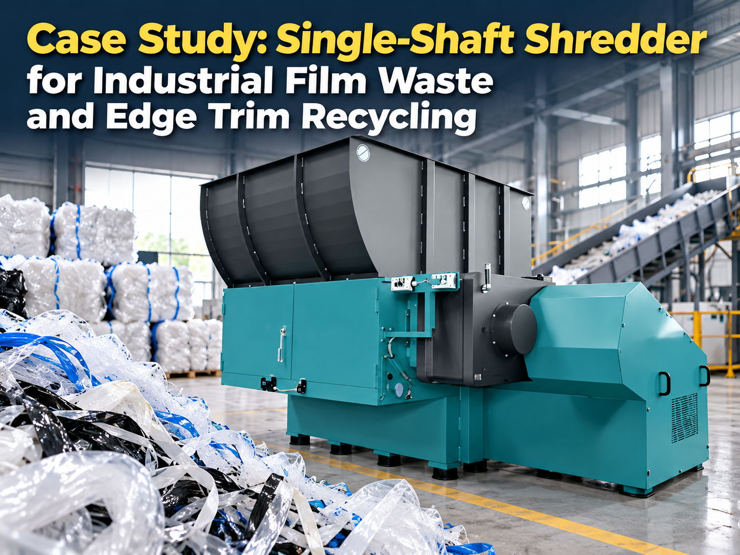 case study single shaft shredder for industrial film waste and edge trim recycling