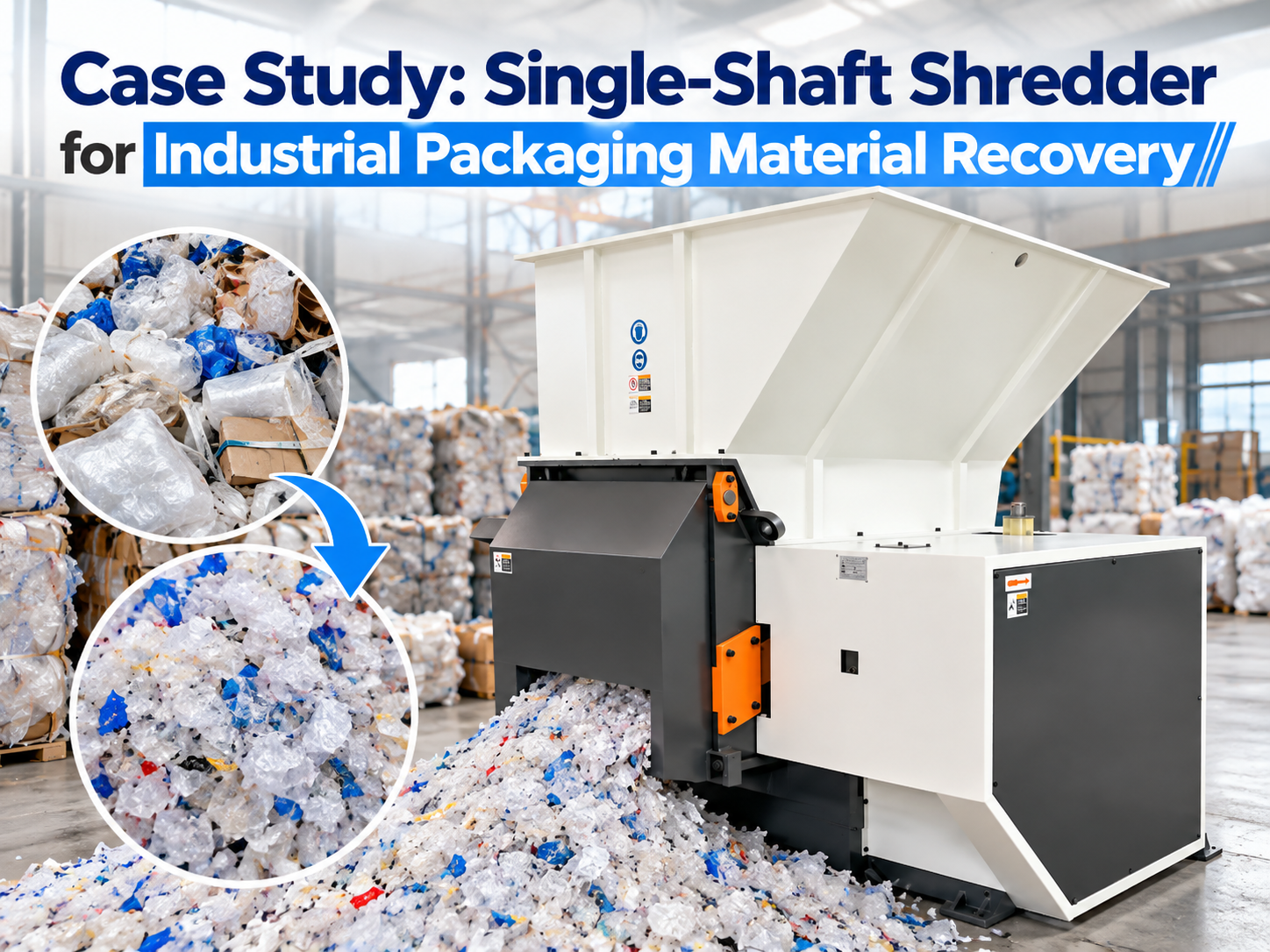 case study single shaft shredder for industrial packaging material recovery