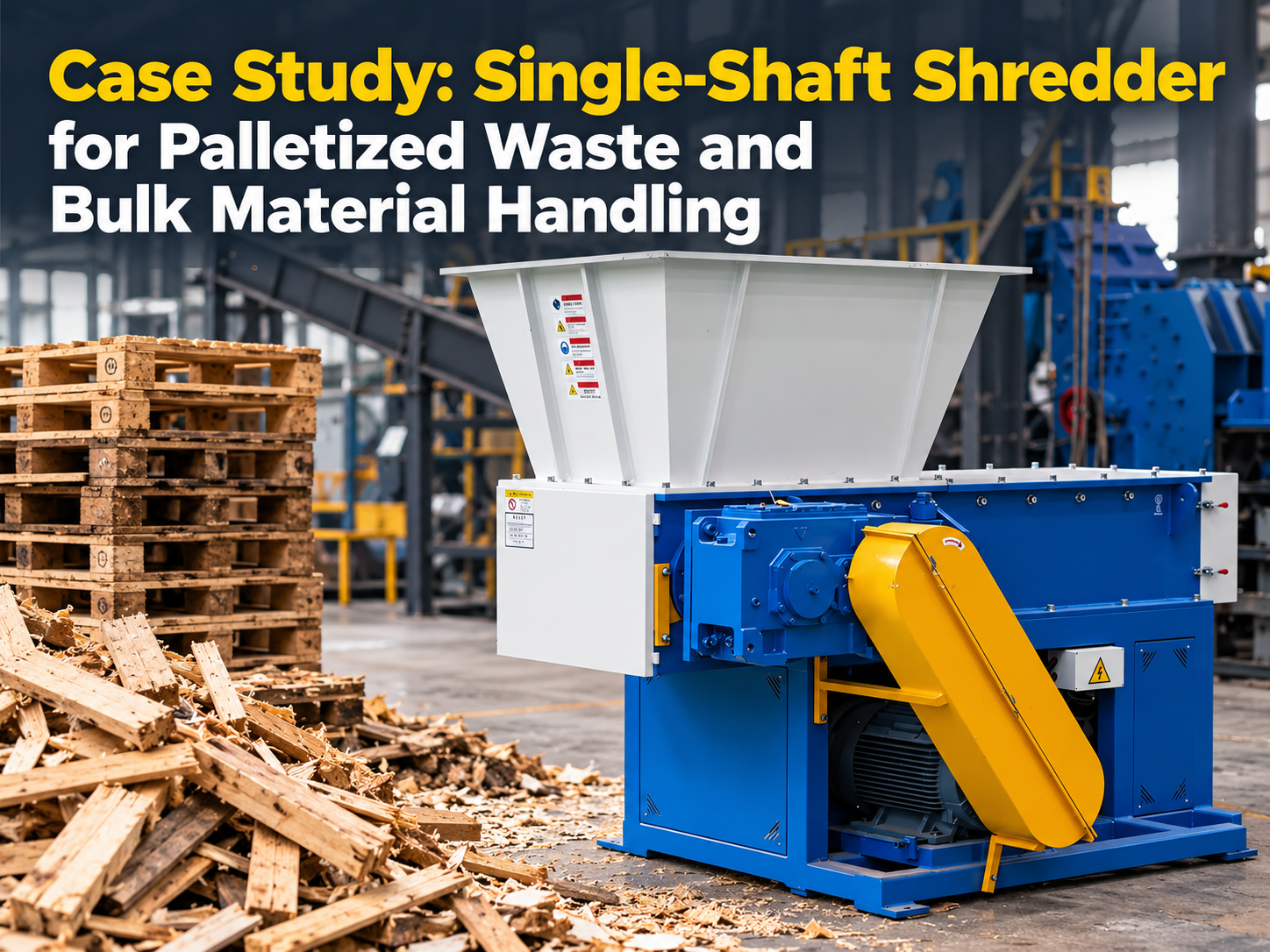 case study single shaft shredder for palletized waste and bulk material handling