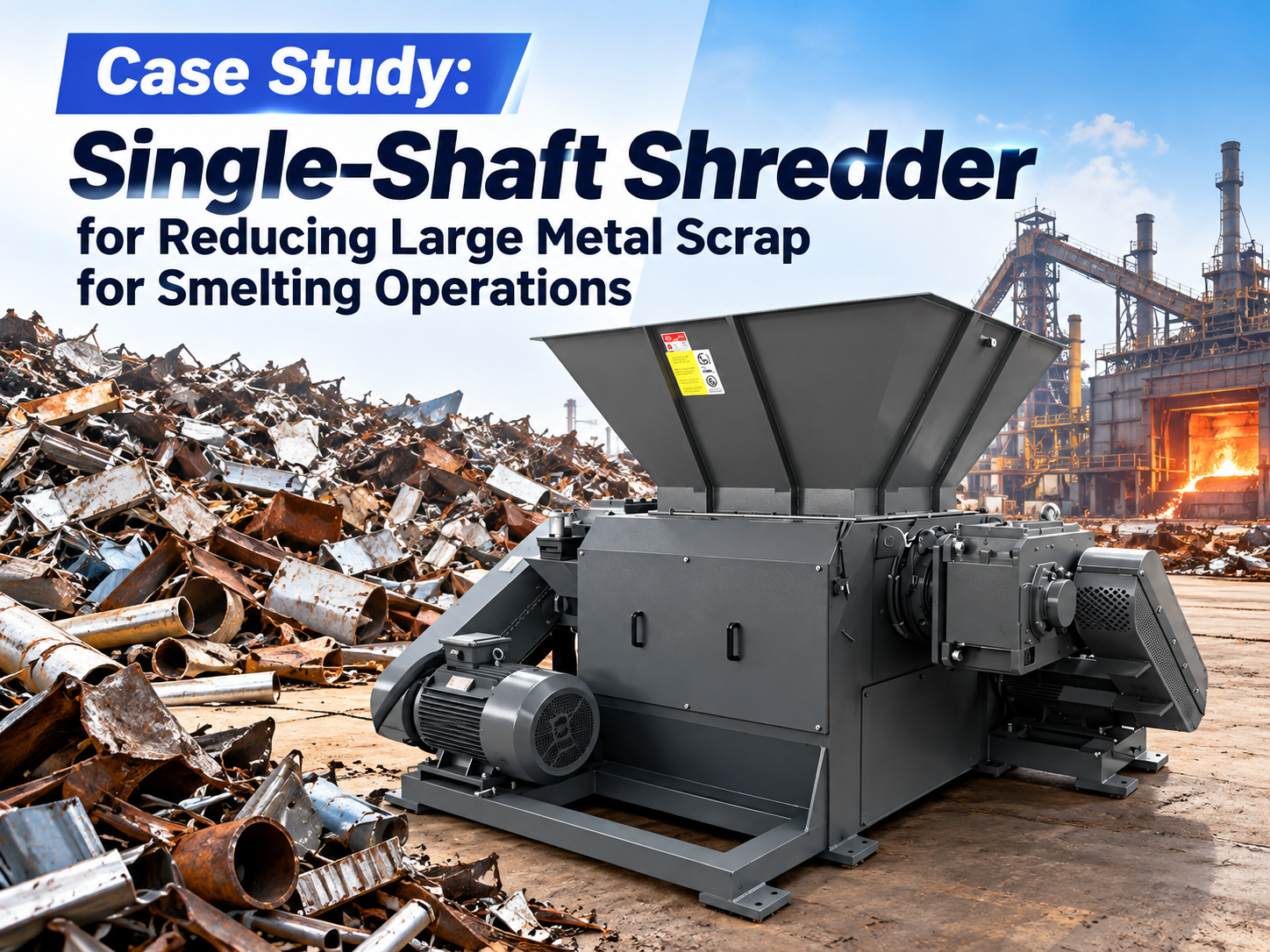 case study single shaft shredder reducing large metal scrap smelting operations