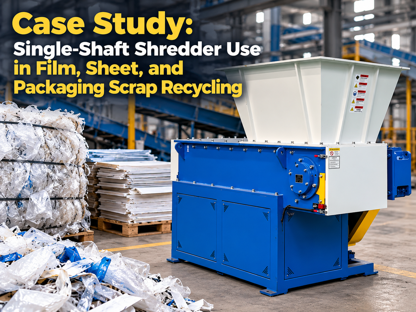 case study single shaft shredder use in film sheet and packaging scrap recycling