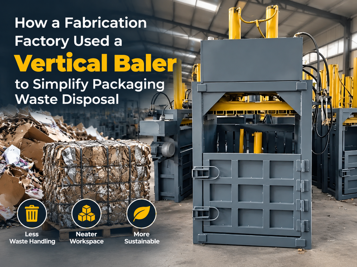 how a fabrication factory used a vertical baler to simplify packaging waste disposal 1