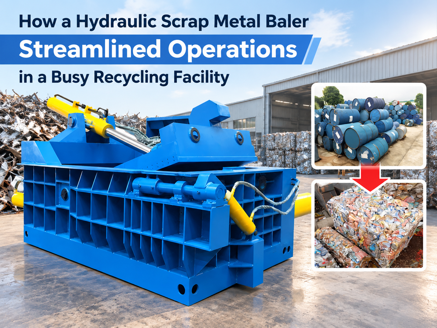 how a hydraulic scrap metal baler streamlined operations in a busy recycling facility 1