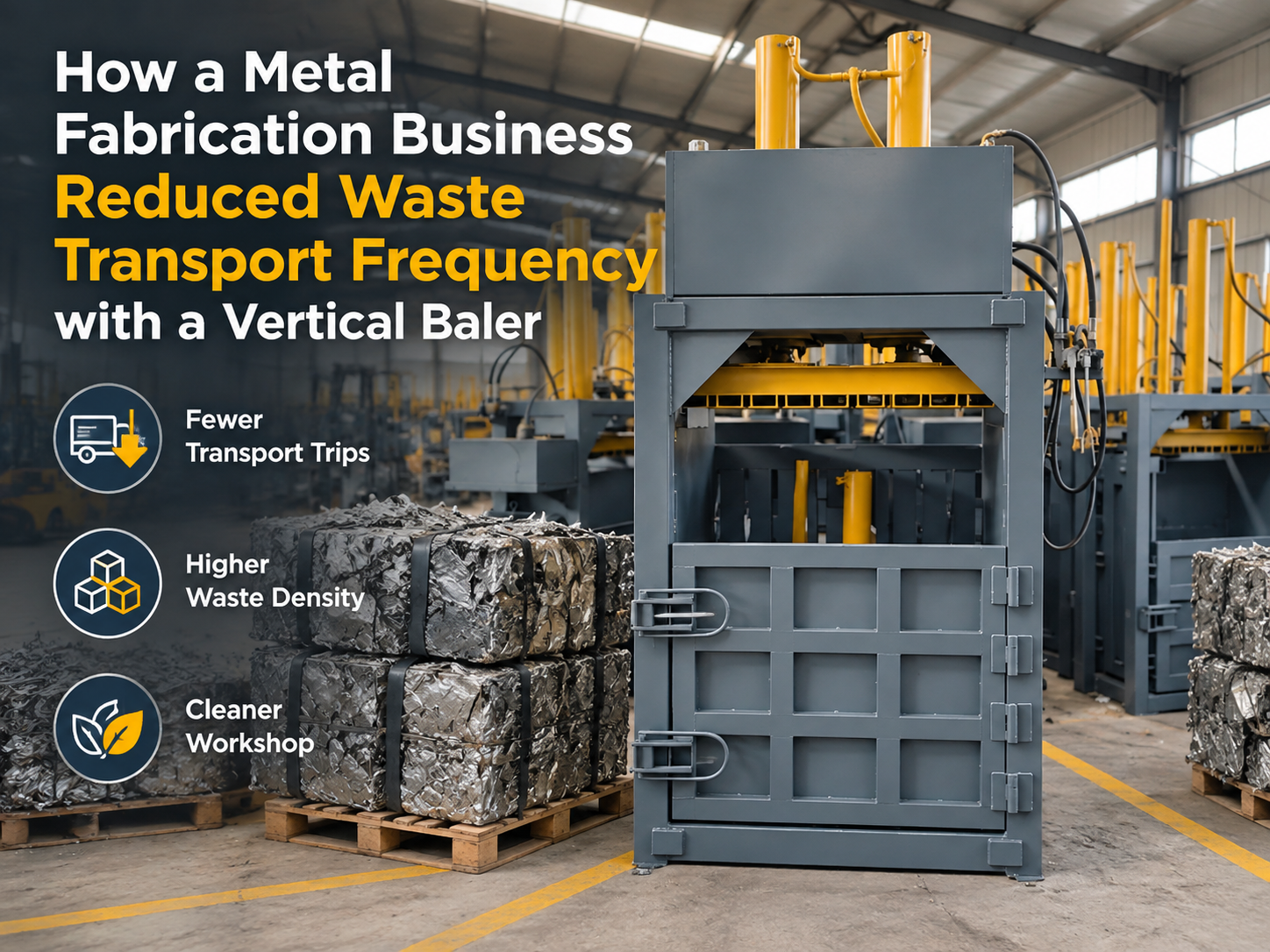 how a metal fabrication business reduced waste transport frequency with a vertical baler 1