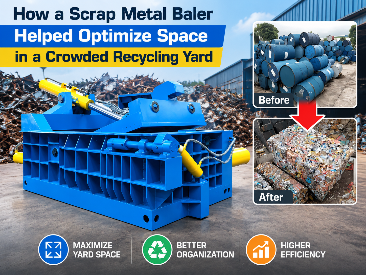 how a scrap metal baler helped optimize space in a crowded recycling yard a comprehensive