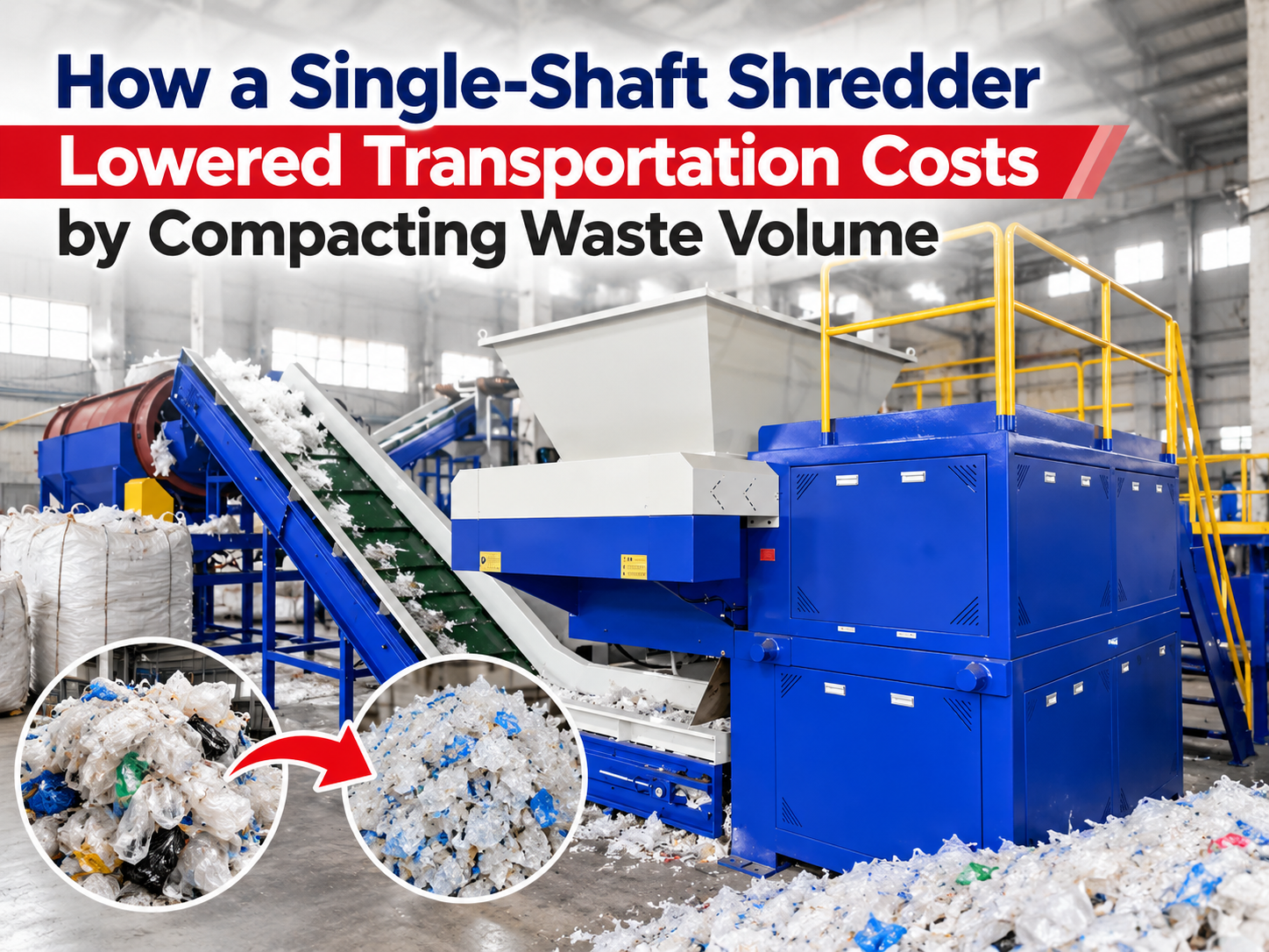 how a single shaft shredder lowered transportation costs by compacting waste volume 1