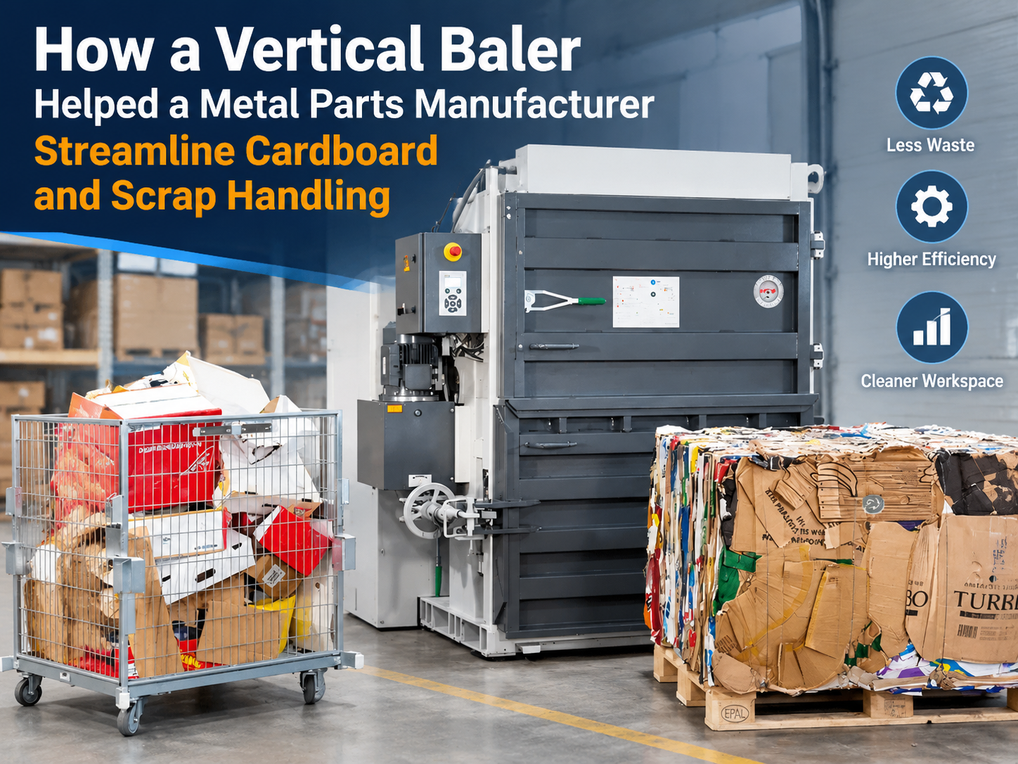 how a vertical baler helped a metal parts manufacturer streamline cardboard and scrap hand