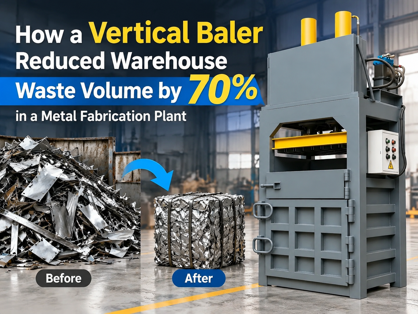 how a vertical baler reduced warehouse waste volume by 70 in a metal fabrication plant