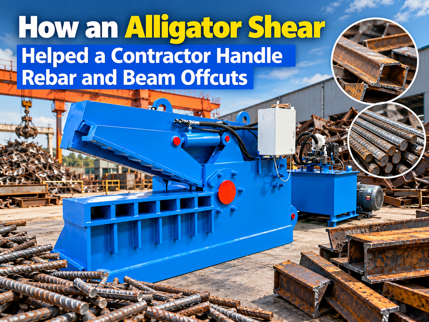 how an alligator shear helped a contractor handle rebar and beam offcuts a case study in e