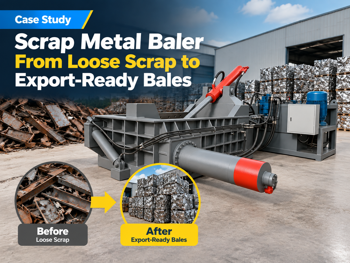 scrap metal baler case study from loose scrap to export ready bales