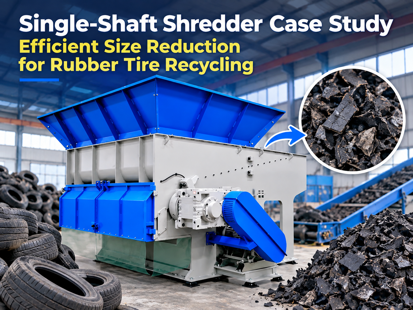 single shaft shredder case study efficient size reduction for rubber tire recycling