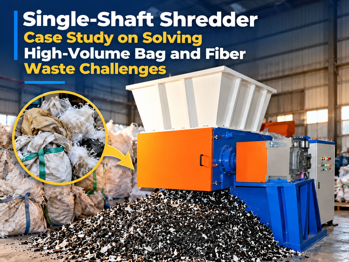 single shaft shredder case study on solving high volume bag and fiber waste challenges 1