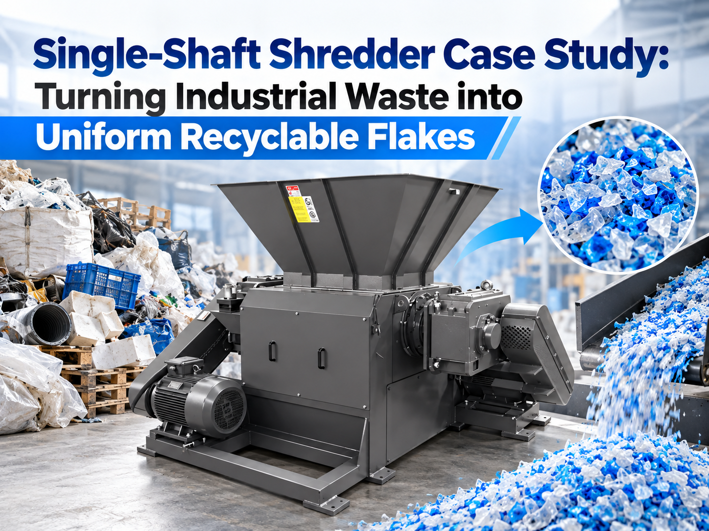 single shaft shredder case study turning industrial waste into uniform recyclable flakes