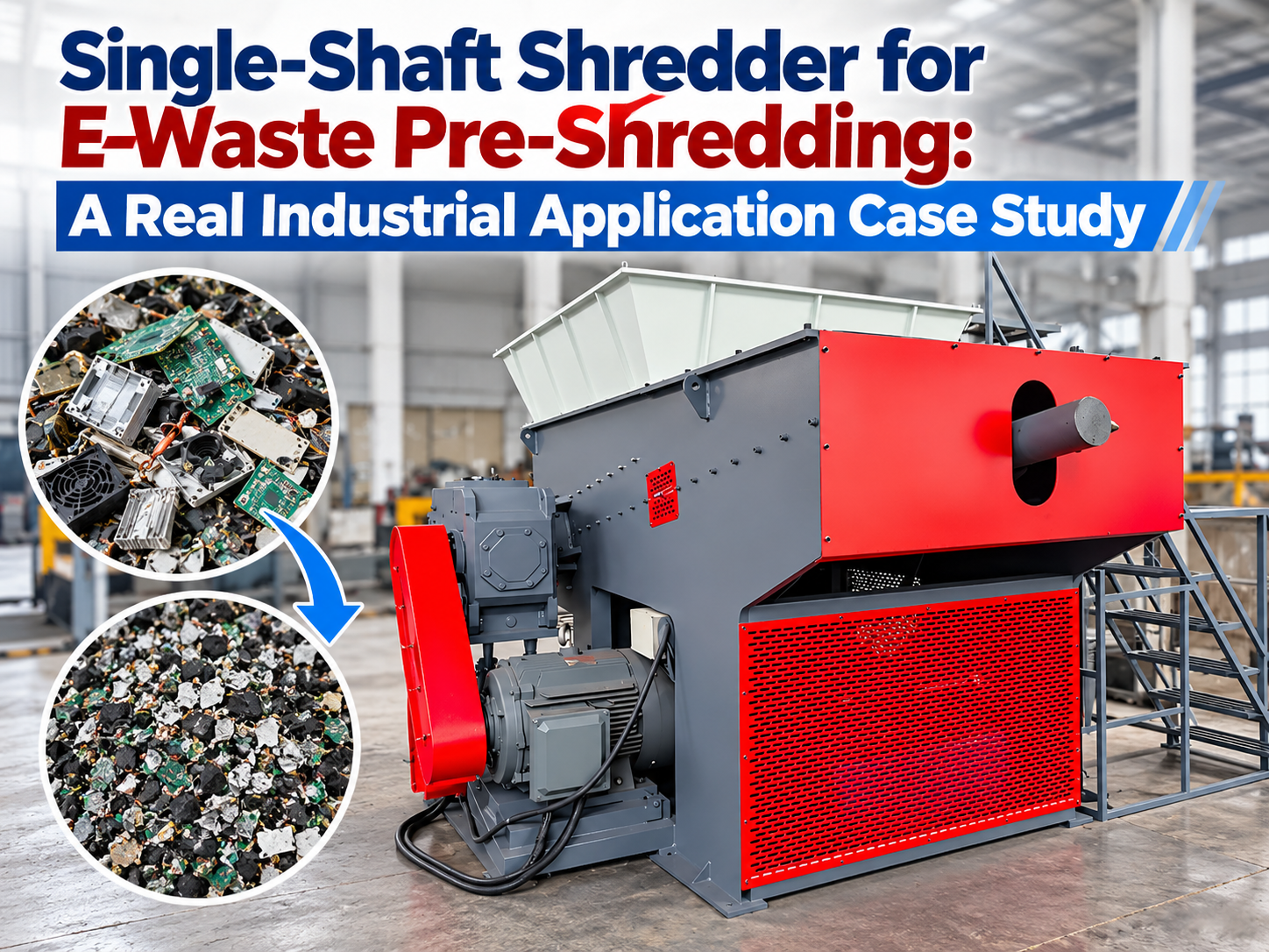 single shaft shredder for e waste pre shredding a real industrial application case study