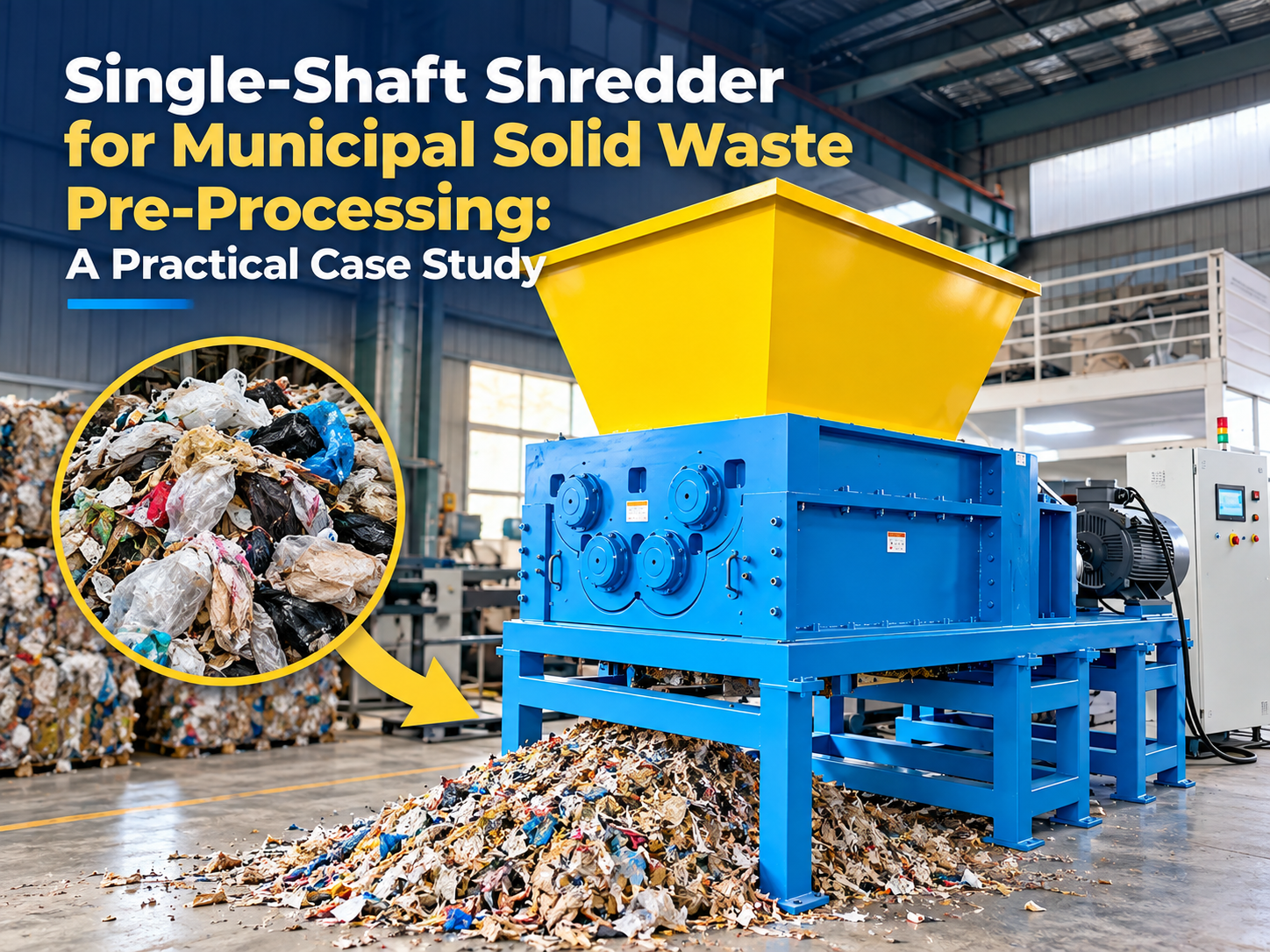 single shaft shredder for municipal solid waste pre processing a practical case study