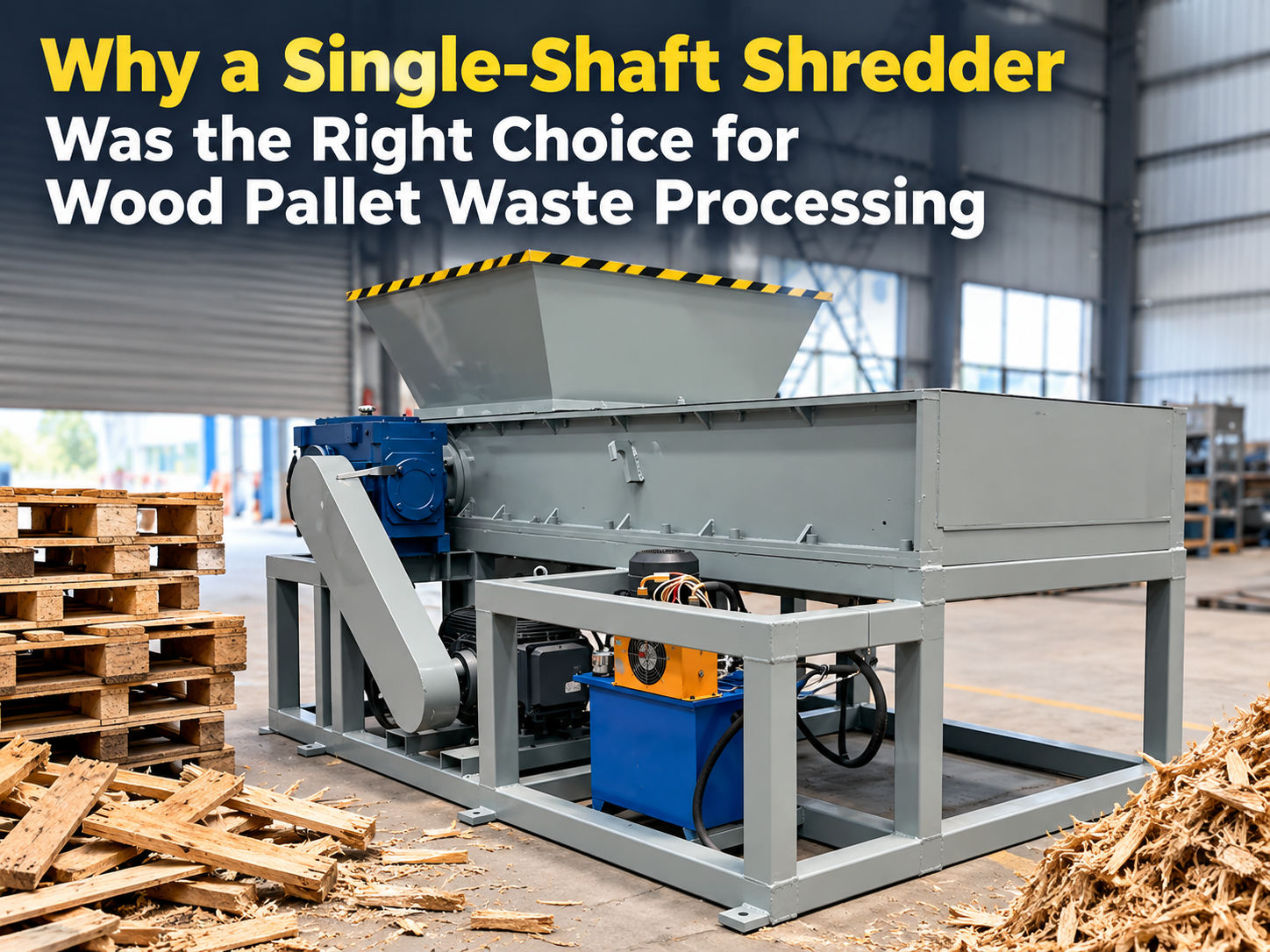 why a single shaft shredder was the right choice for wood pallet waste processing 1