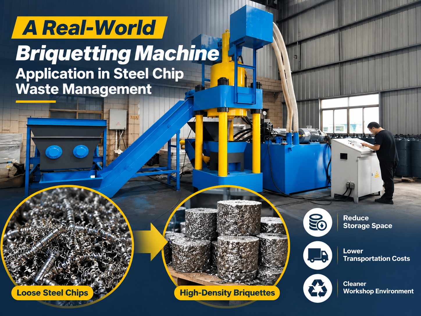 a real world briquetting machine application in steel chip waste management maximizing eff