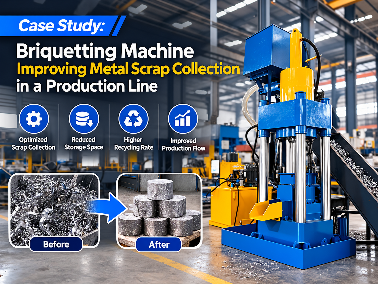 briquetting machine case study improving metal scrap collection in a production line