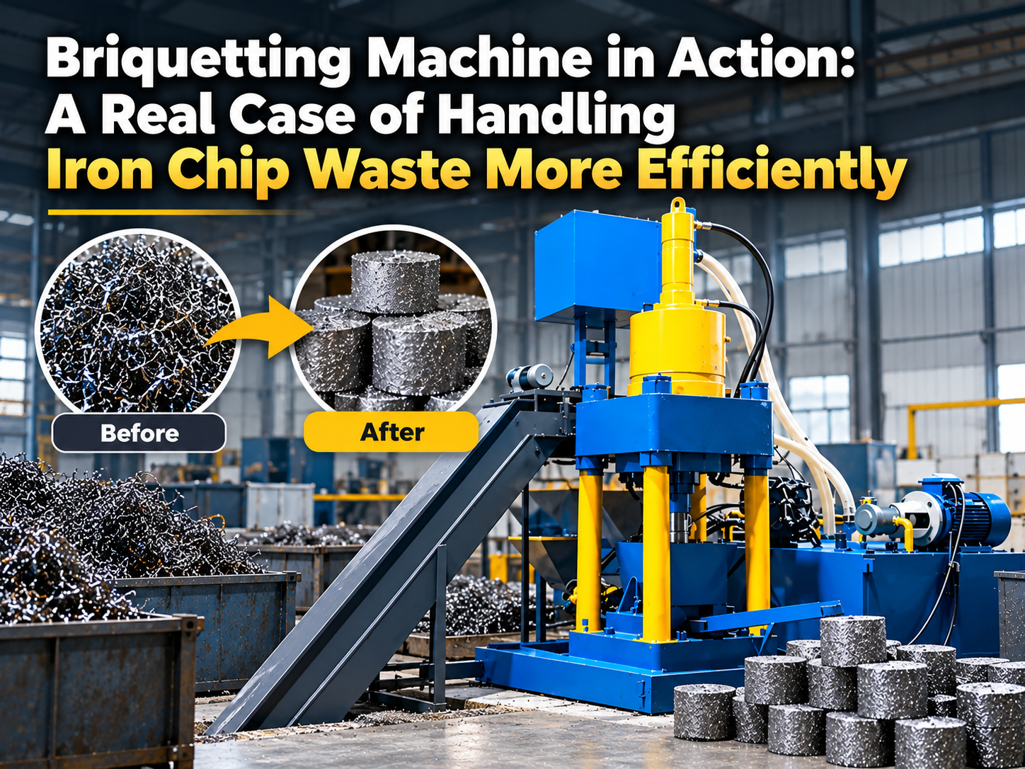 briquetting machine in action a real case of handling iron chip waste more efficiently