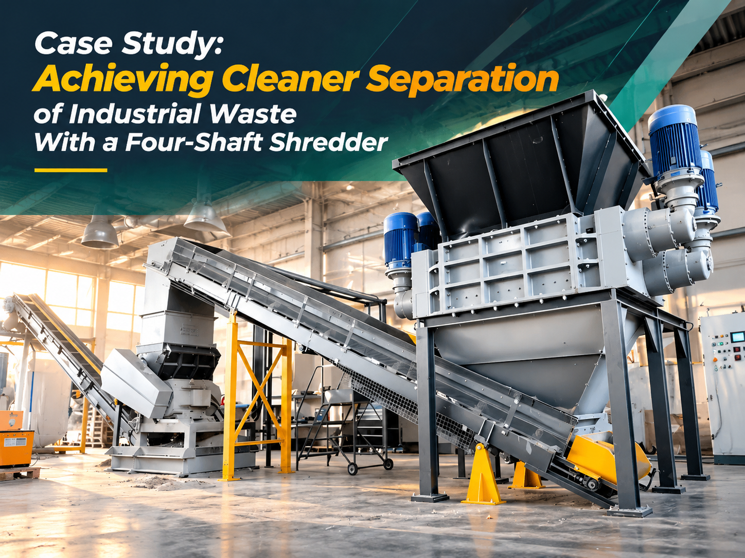 case study achieving cleaner separation of industrial waste with a four shaft shredder