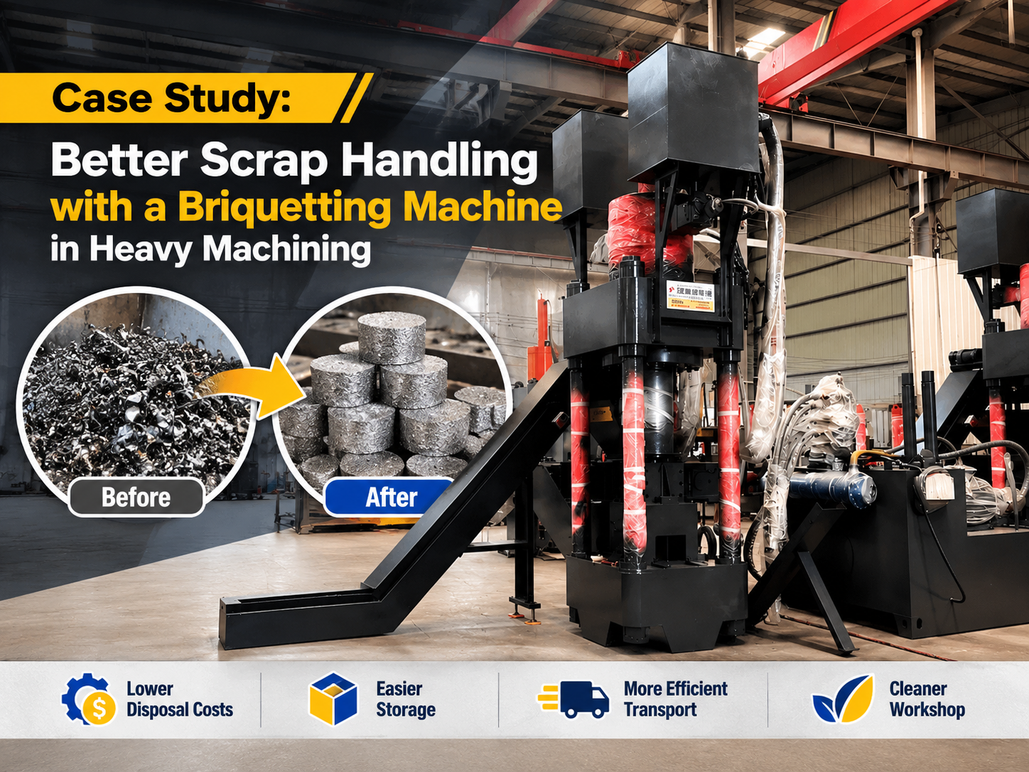 case study better scrap handling with a briquetting machine in heavy machining