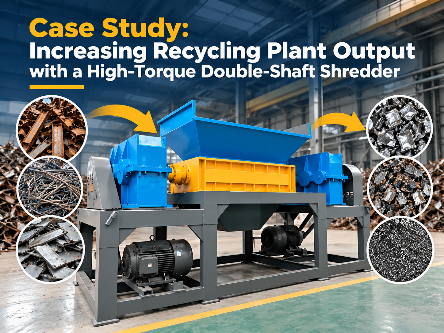 case study increasing recycling plant output with a high torque double shaft shredder