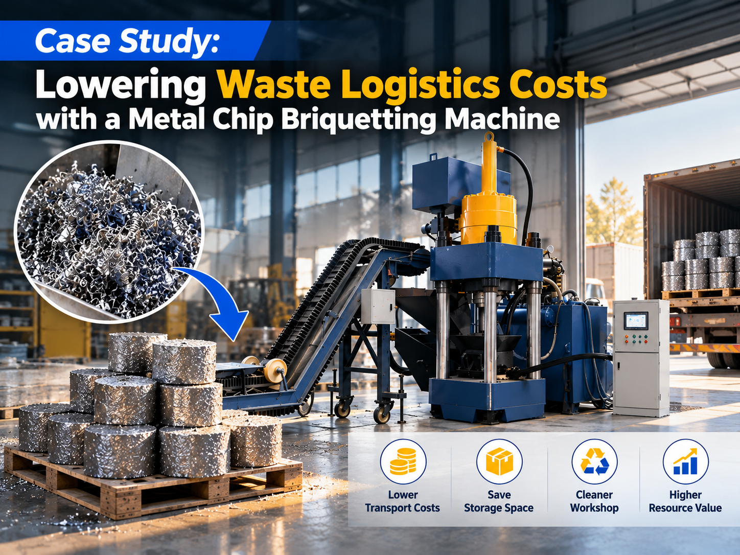 case study lowering waste logistics costs with a metal chip briquetting machine
