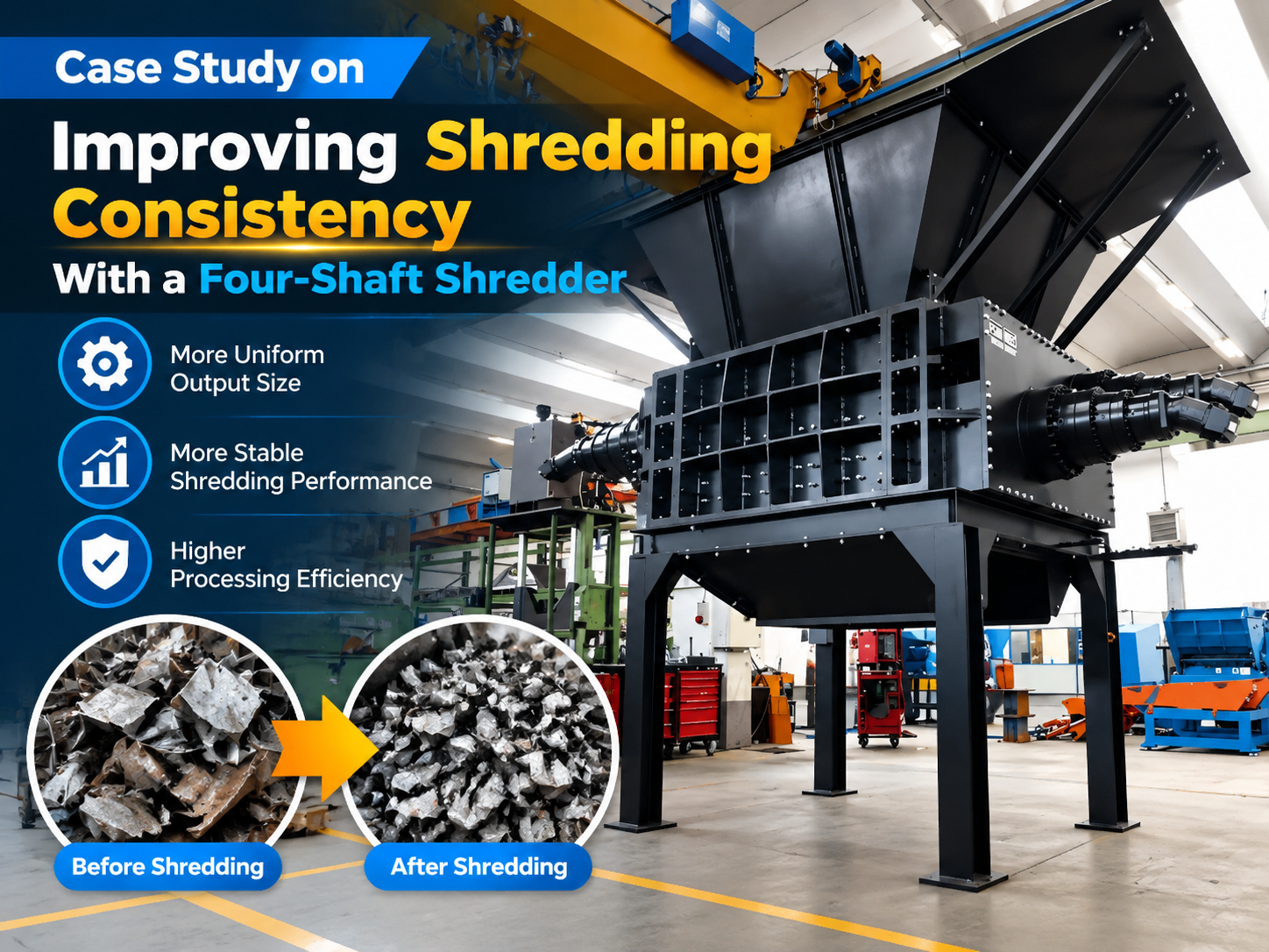 case study on improving shredding consistency a four shaft shredder a harsle engineering a