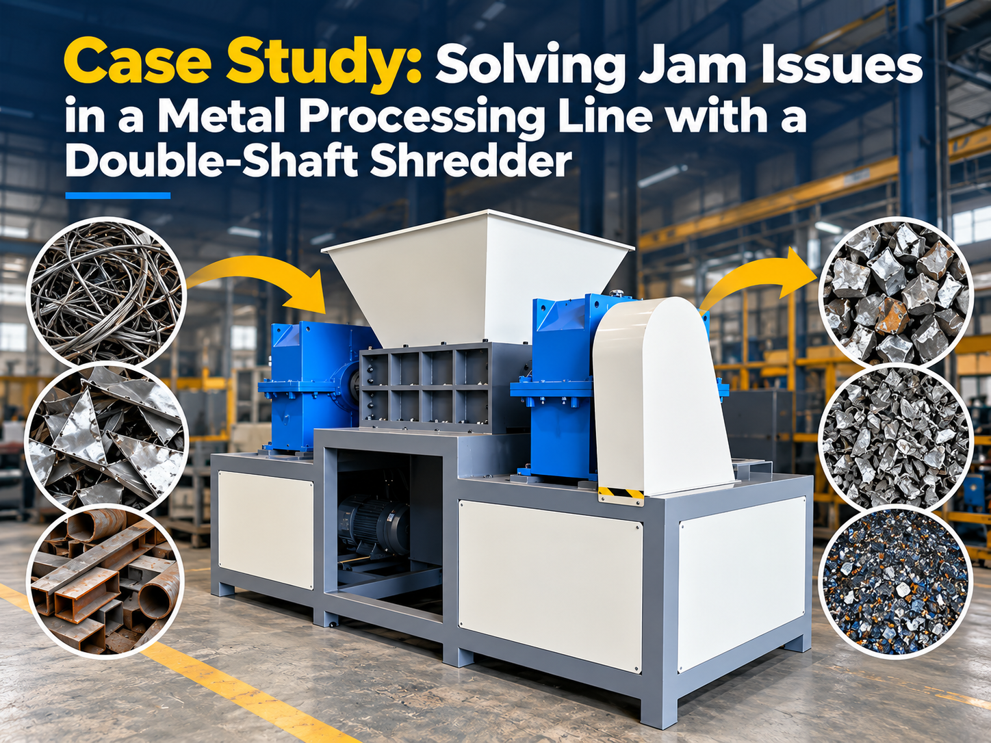 case study solving jam issues in a metal processing line with a double shaft shredder