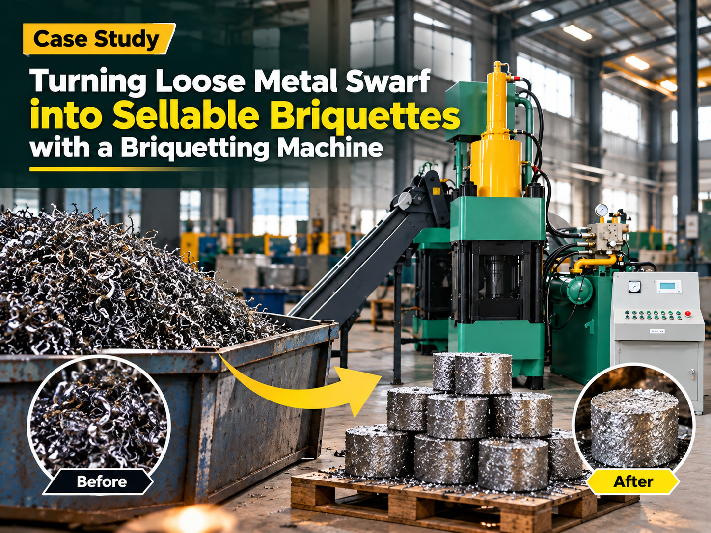 case study turning loose metal swarf into sellable briquettes with a briquetting machine