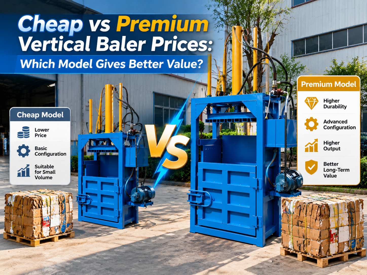 cheap vs premium vertical baler prices which model gives better value