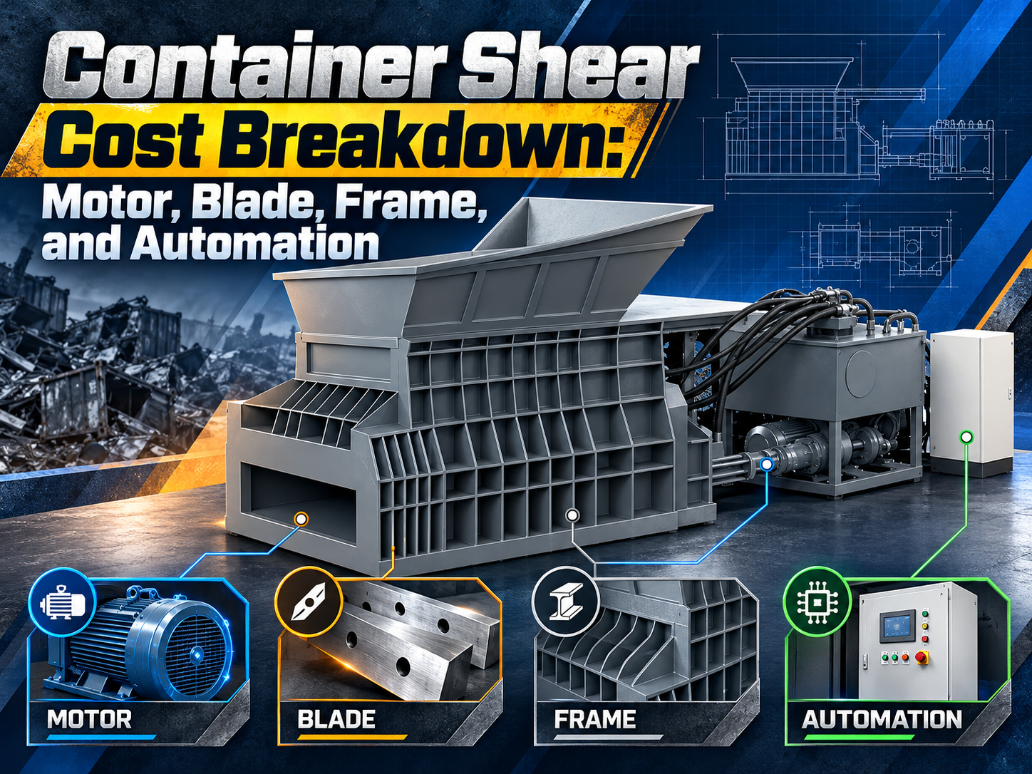 container shear cost breakdown motor blade frame and automation