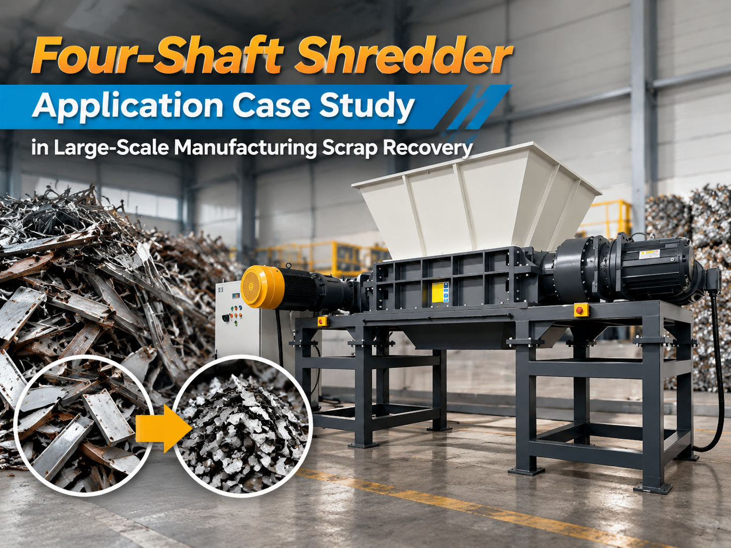 four shaft shredder application case study in large scale manufacturing scrap recovery