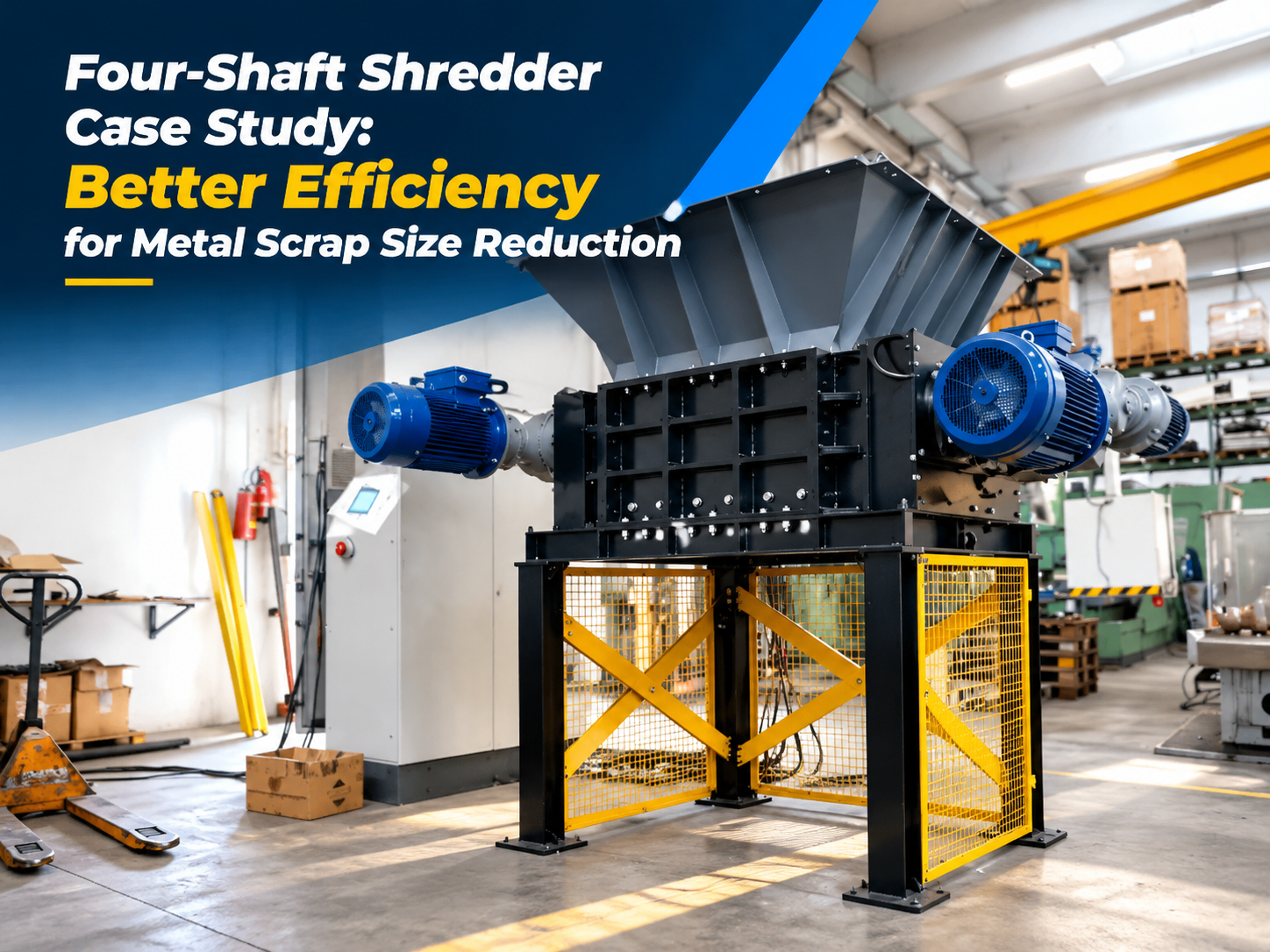 four shaft shredder case study better efficiency for metal scrap size reduction