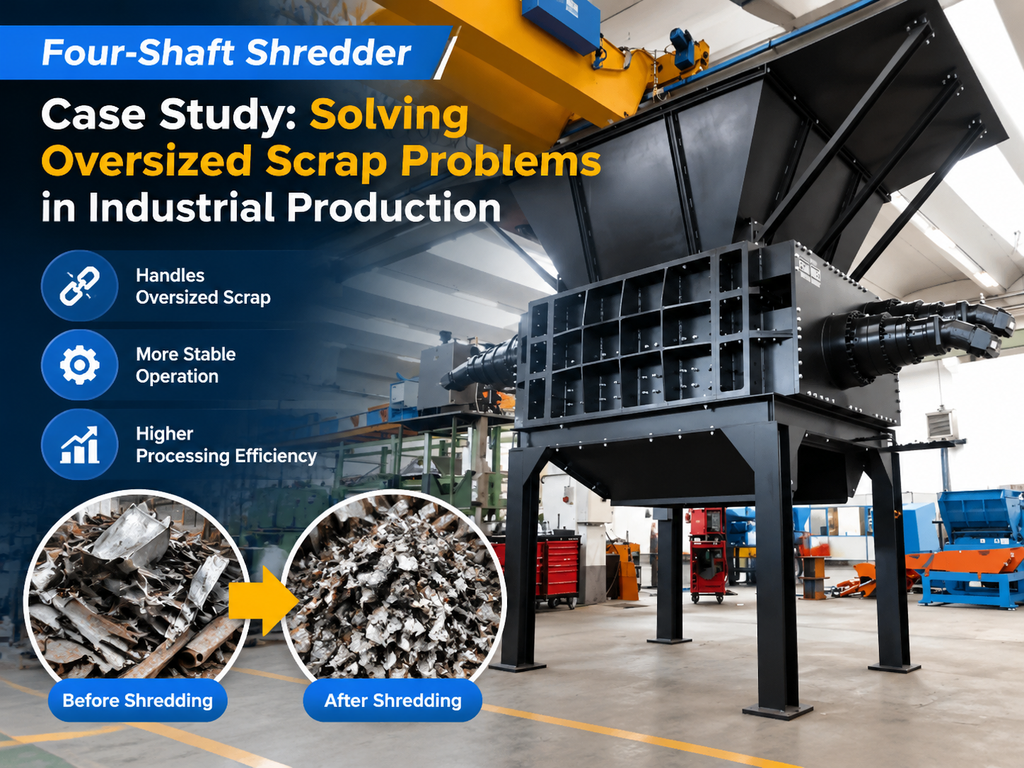 four shaft shredder case study solving oversized scrap problems in industrial production