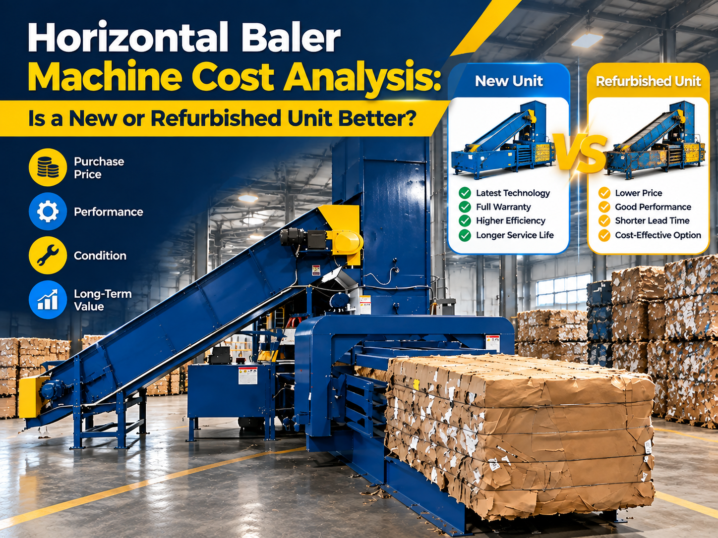 horizontal baler machine cost analysis is a new or refurbished unit better