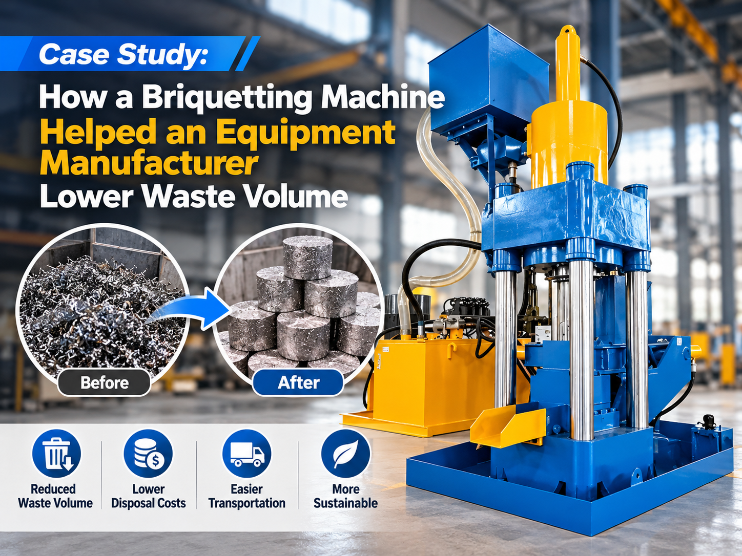 how a briquetting machine helped an equipment manufacturer lower waste volume a case study