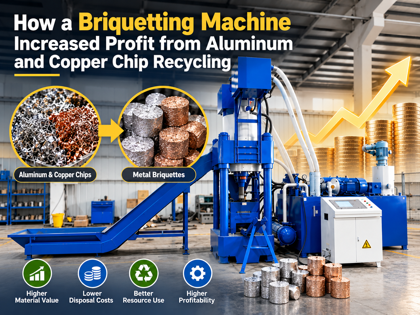 how a briquetting machine increased profit from aluminum and copper chip recycling a compr