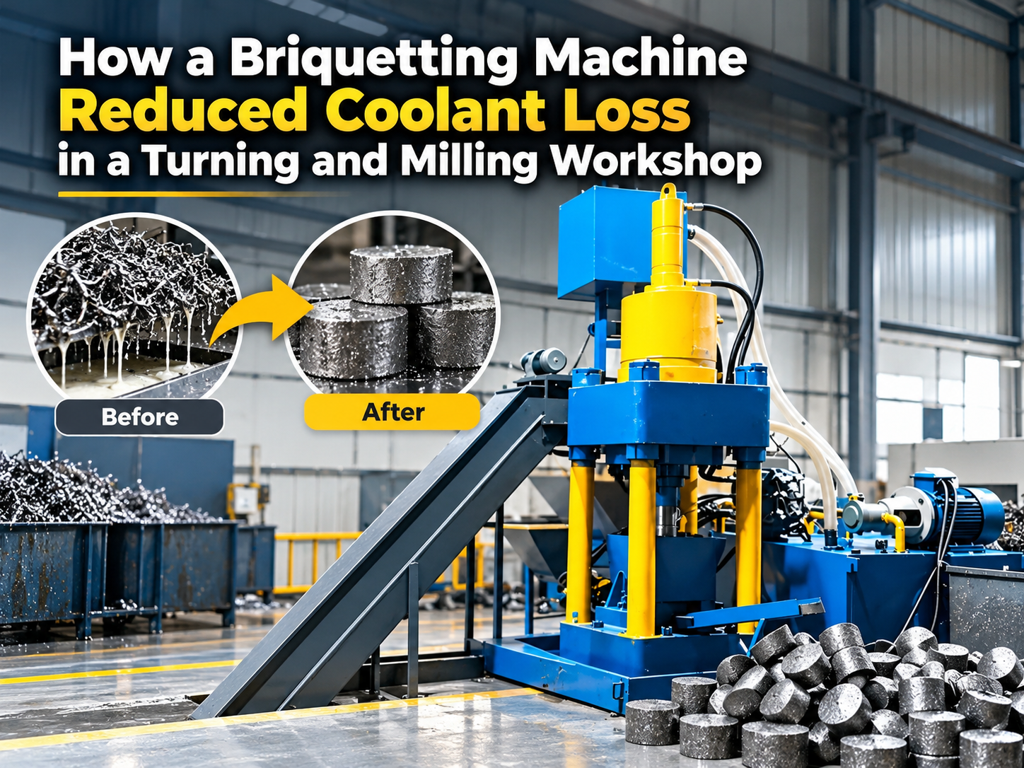 how a briquetting machine reduced coolant loss in a turning and milling workshop