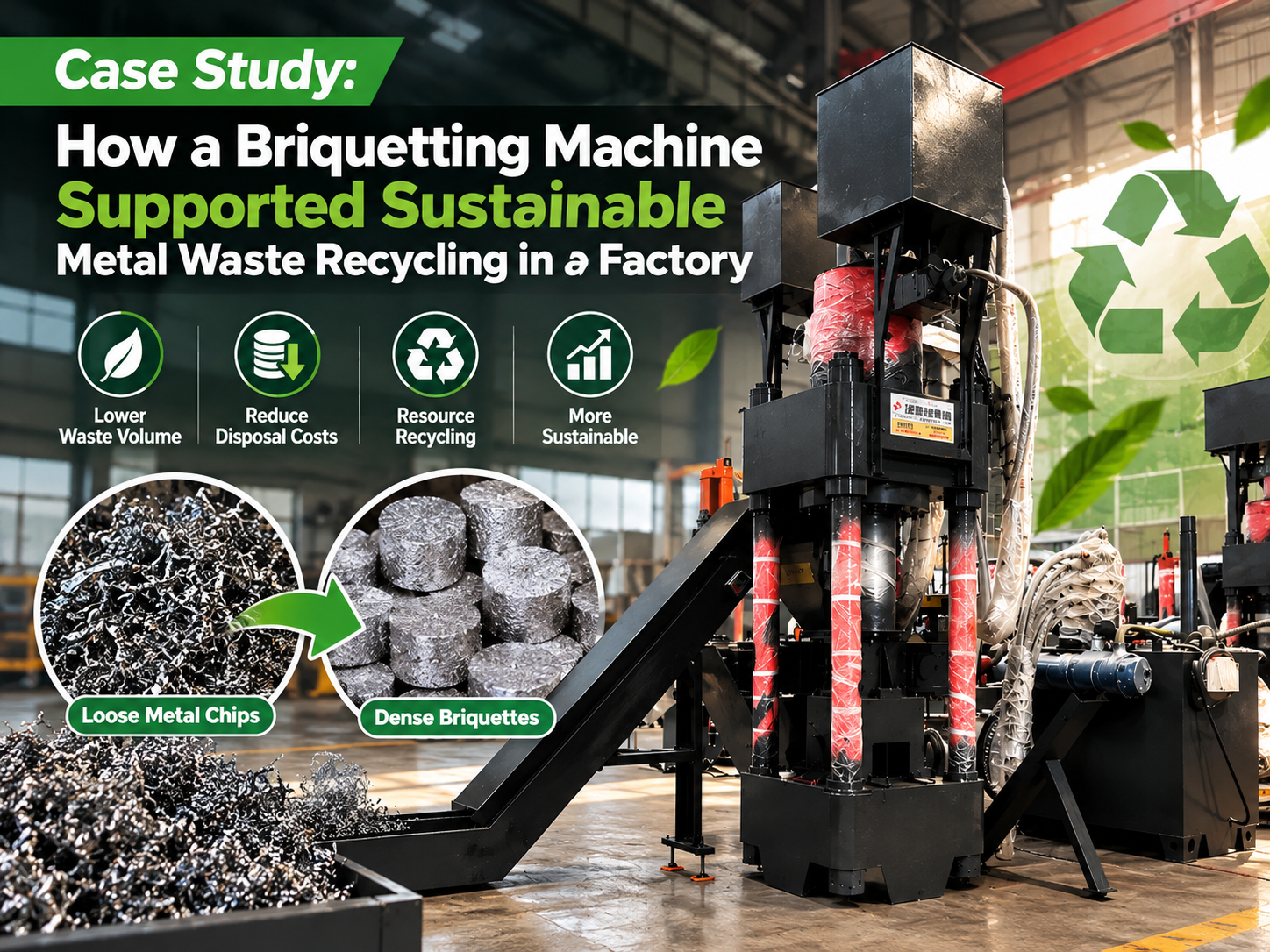 how a briquetting machine supported sustainable metal waste recycling in a factory