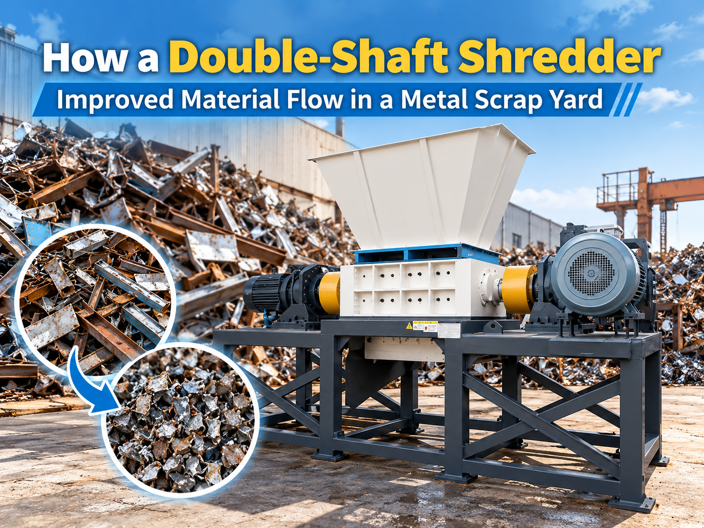 how a double shaft shredder improved material flow in a metal scrap yard a comprehensive h
