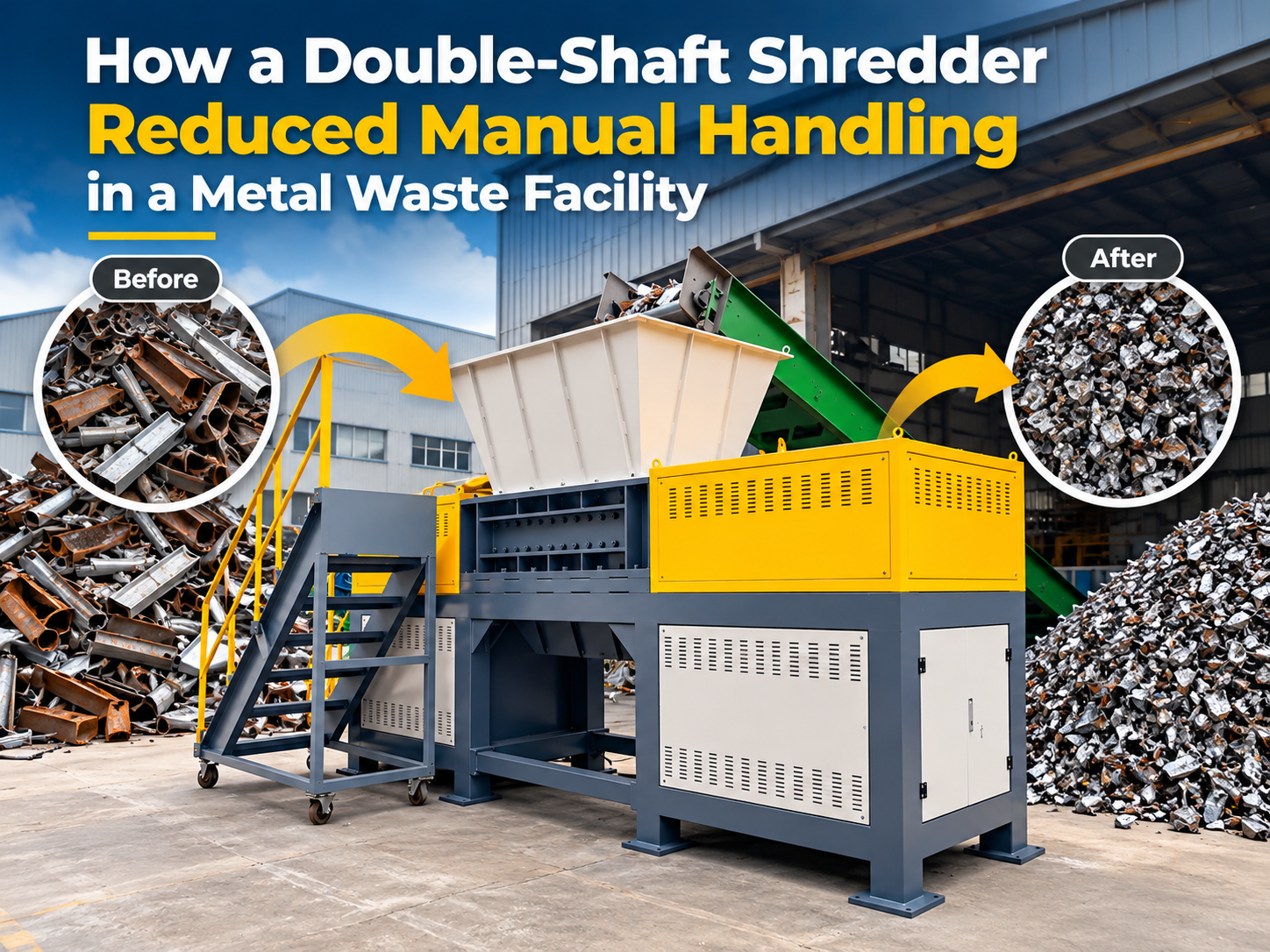how a double shaft shredder reduced manual handling in a metal waste facility a harsle cas