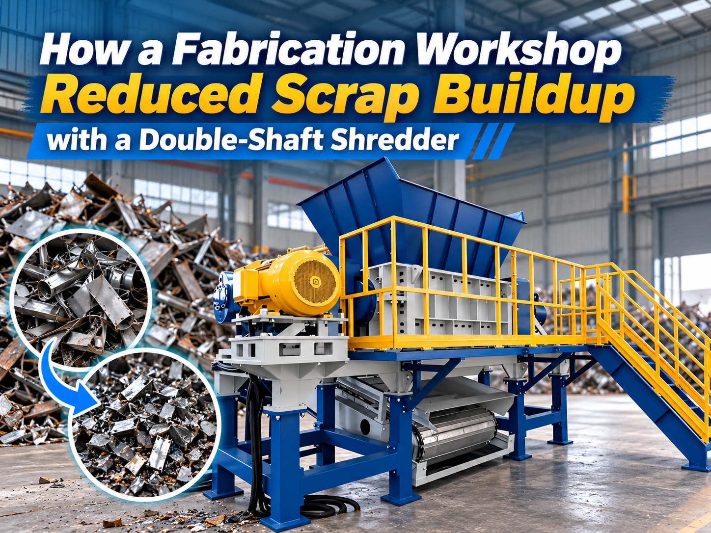 how a fabrication workshop reduced scrap buildup with a double shaft shredder