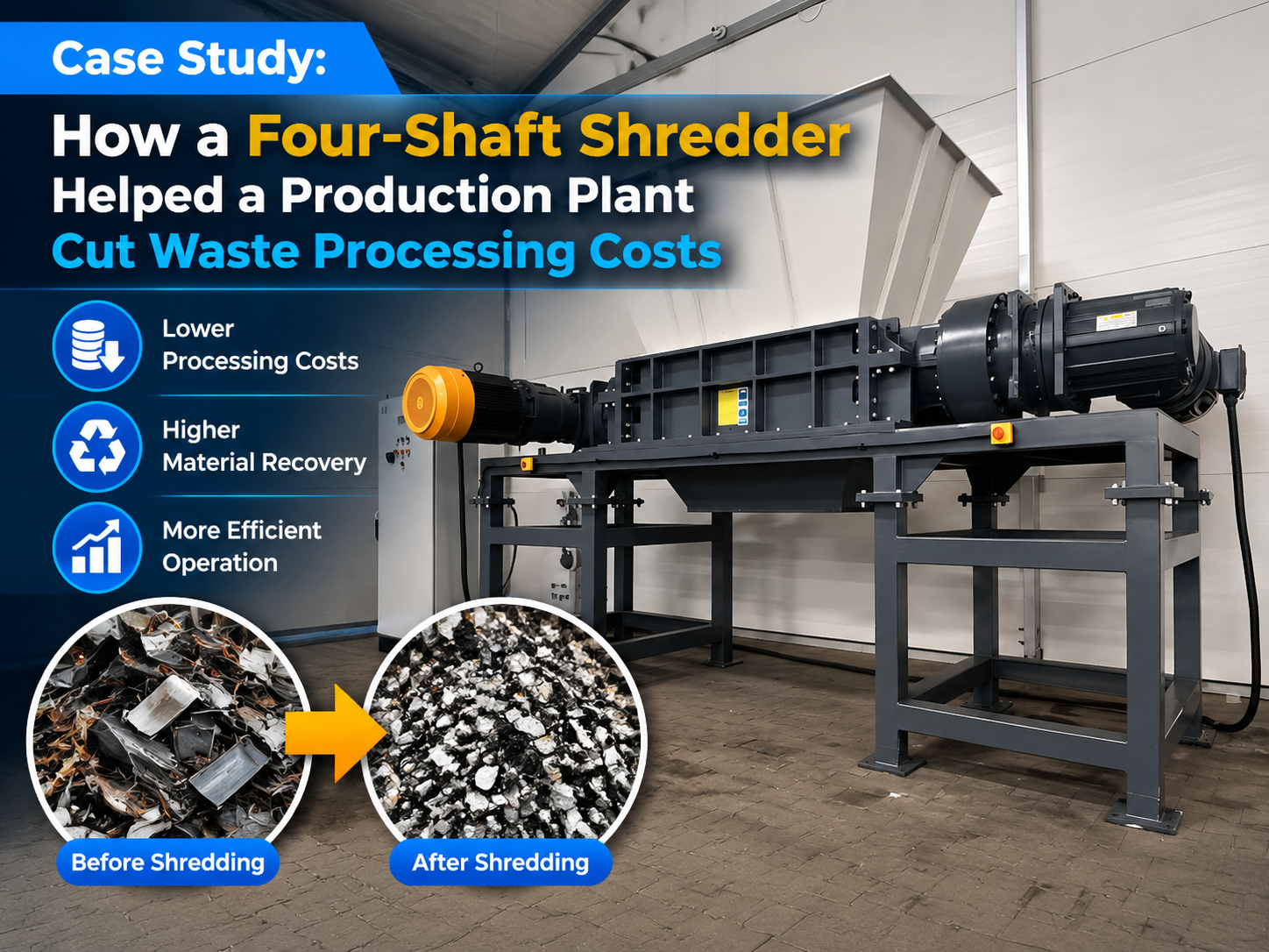 how a four shaft shredder helped a production plant cut waste processing costs